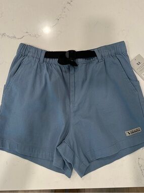 Kids Light Blue Elastic-Waist Shorts with Black Adjustable Belt